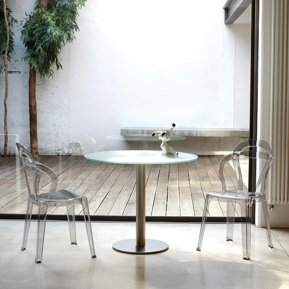 Set da 4 sedia moderna policarbonato trasparente con braccioli cm 47x50x88h