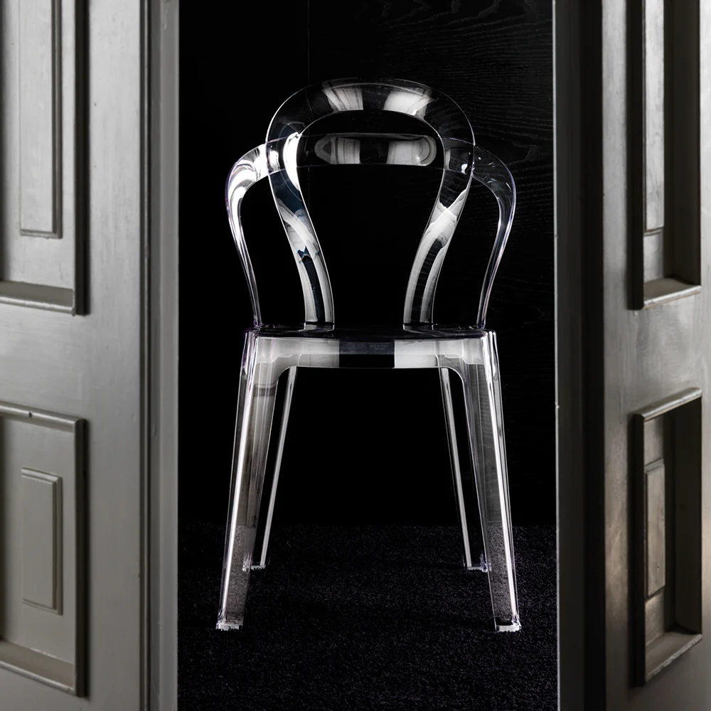 Set da 4 sedia moderna policarbonato trasparente con braccioli cm 47x50x88h