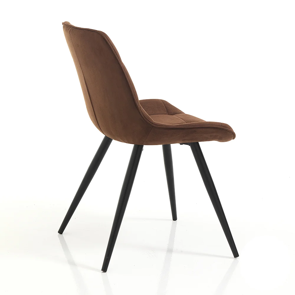 Set da 2 sedia moderna rivestito tessuto effetto velluto marrone gambe metallo cm 52x59x83h
