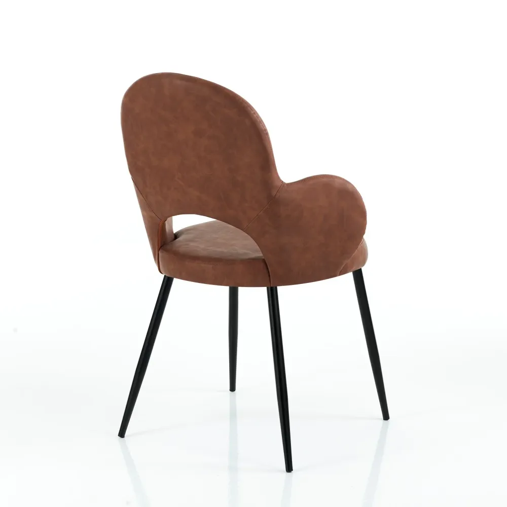Set da 4 Sedia moderna rotonda similpelle effetto vintage cm 60x60x87h