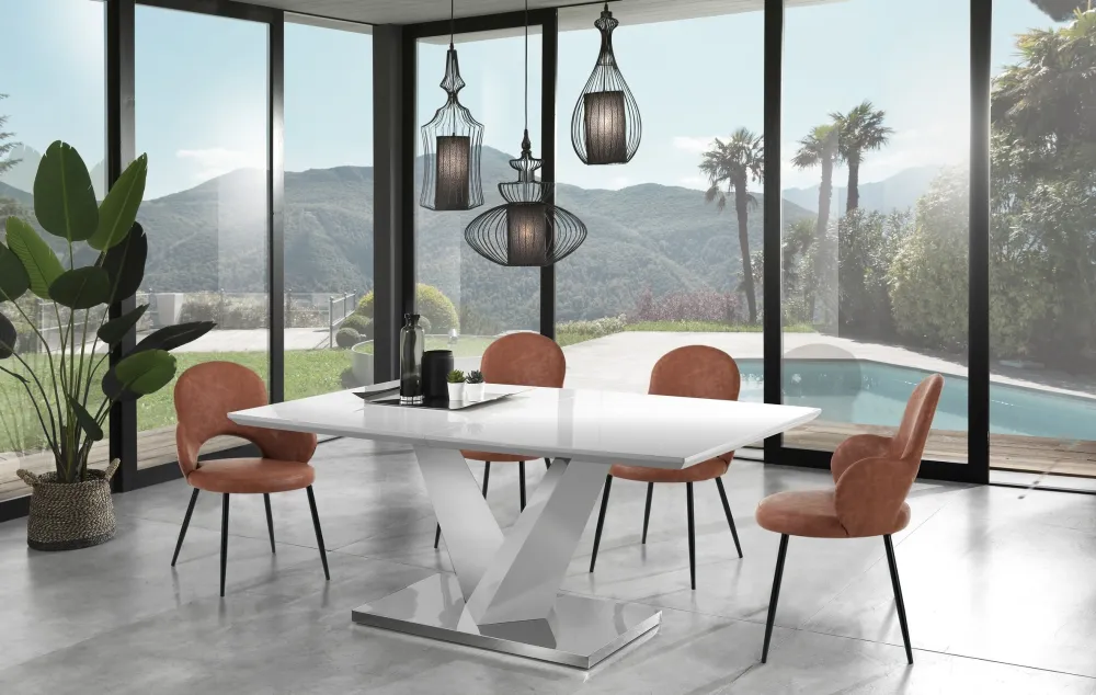 Set da 4 Sedia moderna rotonda similpelle effetto vintage cm 60x60x87h