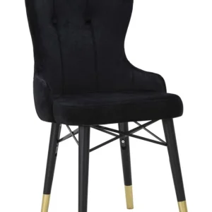 Set da 2 Sedia moderna schienale alto rivestita tessuto nero cm 52x60x95h