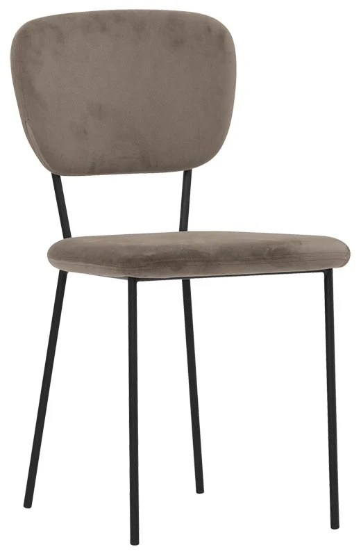 Set da 2 Sedia moderna struttura metallo imbottita e rivestita velluto cm 44x44x84h