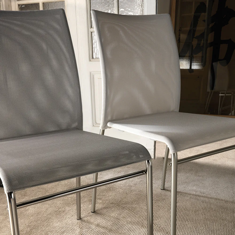 Set da 2 Sedia moderna struttura satinata seduta tecnorete colore grigio