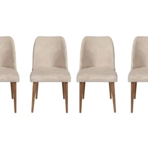 Set da 4 Sedia moderna tessuto effetto velluto con ecopelle cm 50x49x90h