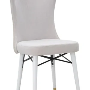 Set da 2 Sedia moderna tessuto fantasia colore crema gambe colore bianco cm 40x65x99h