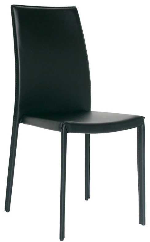 Set da 2 Sedia moderna da ufficio o sala da pranzo ecopelle colore nero