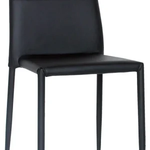 Set da 2 Sedia nera ecopelle per sala da pranzo moderna con struttura metallo