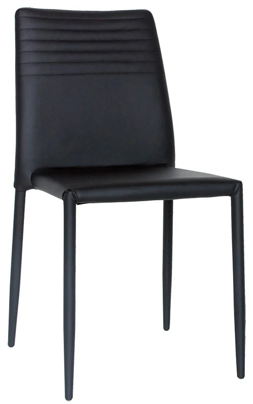 Set da 2 Sedia nera ecopelle per sala da pranzo moderna con struttura metallo