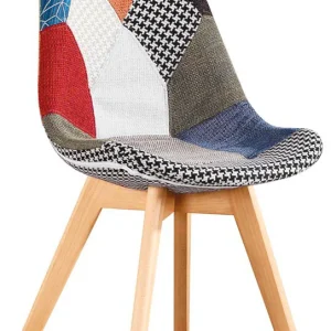 Set da 2 Sedia patchwork con gambe legno per zona living o camera da letto