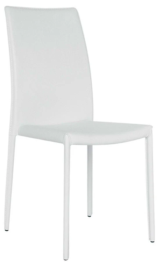 Set da 2 Sedia per locali imbottita ecopelle bianco con schienale alto e struttura acciaio