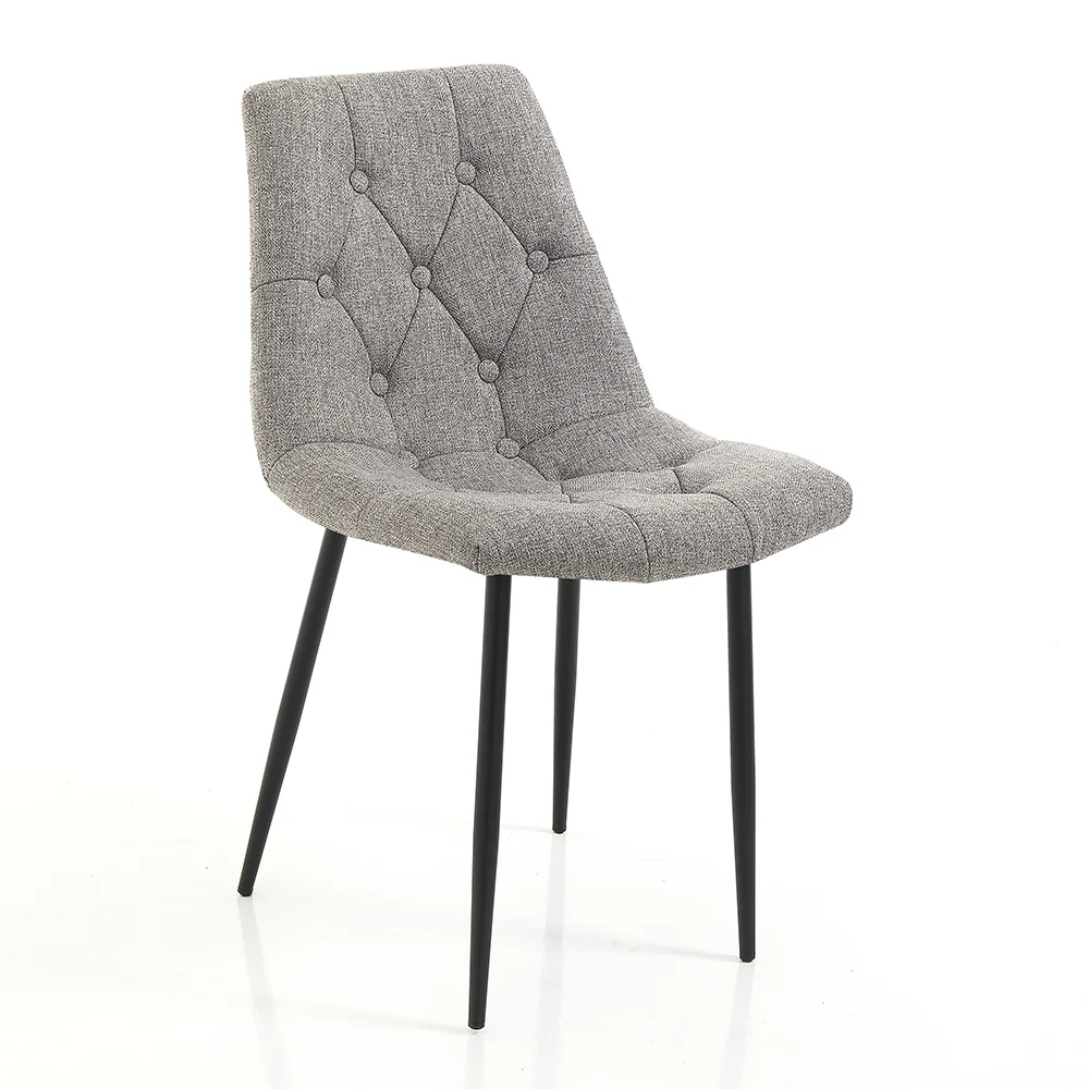Set da 2 sedia per soggiorno o salotto imbottita e rivestita tessuto grigio cm 45x60x83h