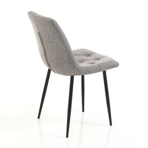 Set da 2 sedia per soggiorno o salotto imbottita e rivestita tessuto grigio cm 45x60x83h