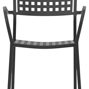 Set da 2 Sedia poltroncina con braccioli design moderno metallo colore antracite cm 39x39x83h