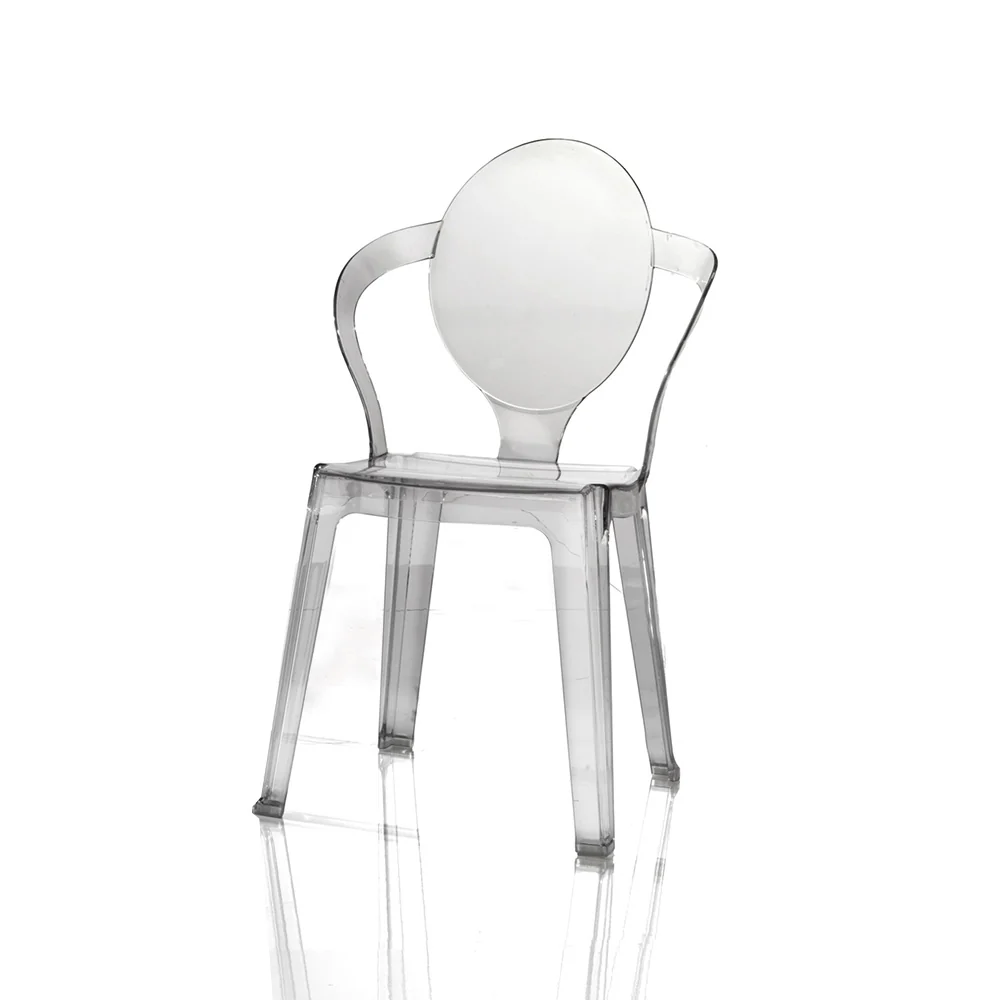 Set da 4 sedia poltroncina moderna impilabile policarbonato trasparente cm 52x55x89h