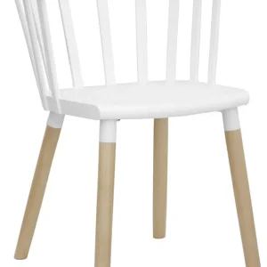 Set da 2 Sedia poltroncina moderna seduta polipropilene gambe legno colore bianco