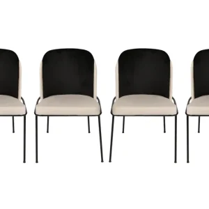 Set da 4 Sedia poltroncina velluto colore rosa e nero cm 54x55x86h