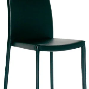 Set da 2 Sedia rivestita ecopelle nero per cucina e soggiorno con schienale alto struttura acciaio