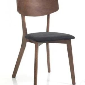 Set da 2 Sedia da soggiorno legno massello colore noce e tessuto cm 44x47x80h