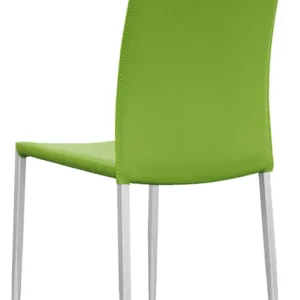 Set da 2 Sedia di tendenza imbottita ecopelle verde e struttura acciaio per arredamento moderno