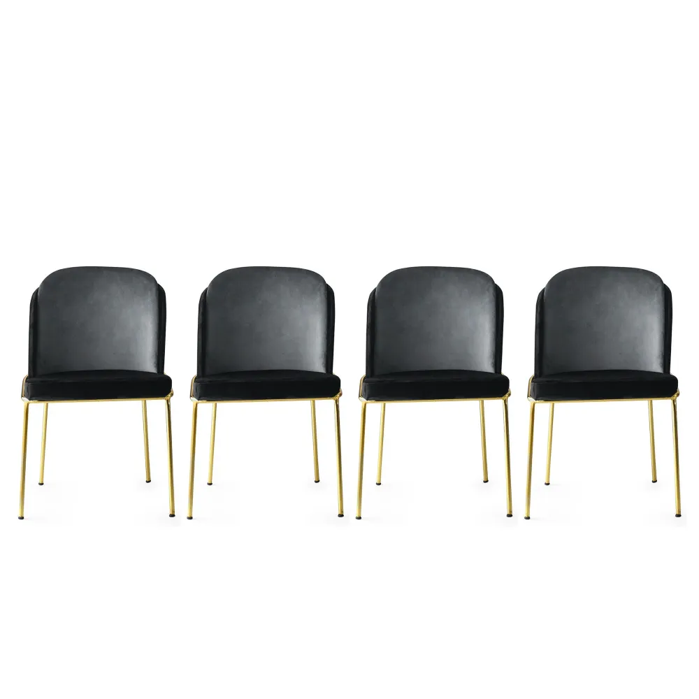 Set da 4 Sedia velluto soggiorno gambe metallo dorato cm 54x55x86h