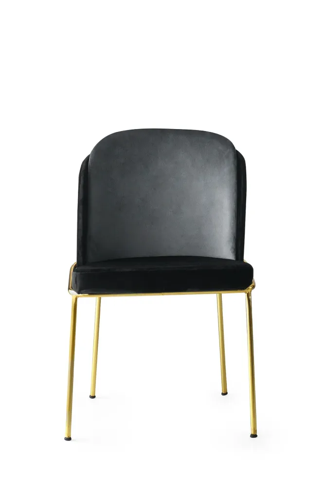 Set da 4 Sedia velluto soggiorno gambe metallo dorato cm 54x55x86h