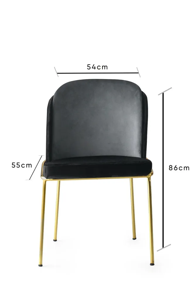 Set da 4 Sedia velluto soggiorno gambe metallo dorato cm 54x55x86h