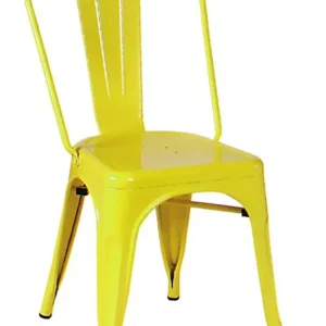 Set da 2 Sedia vintage metallo verniciato giallo da interno o esterno