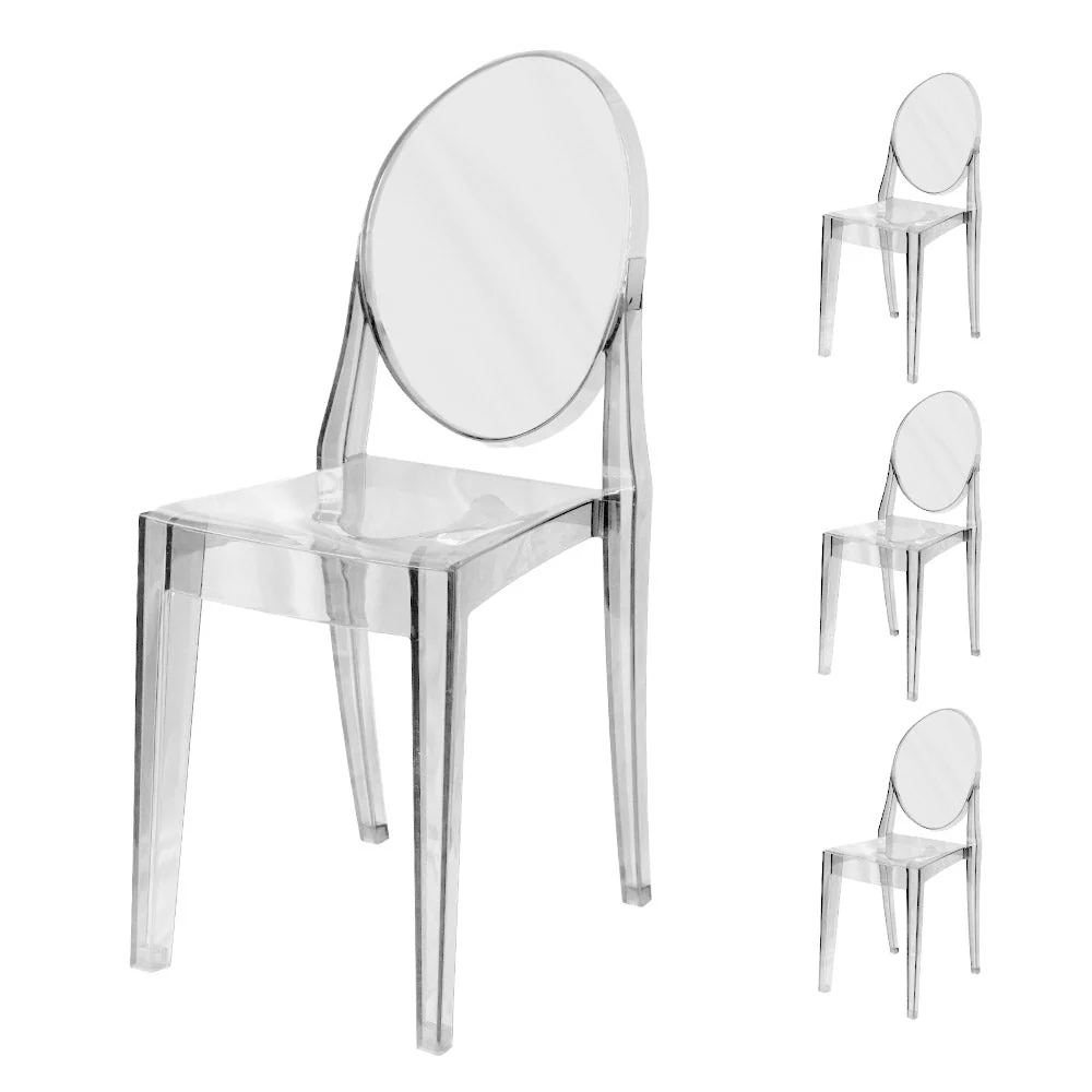Set 4 Sedie 38x46x90,5 cm Policarbonato da Interno Elizabet Trasparente
