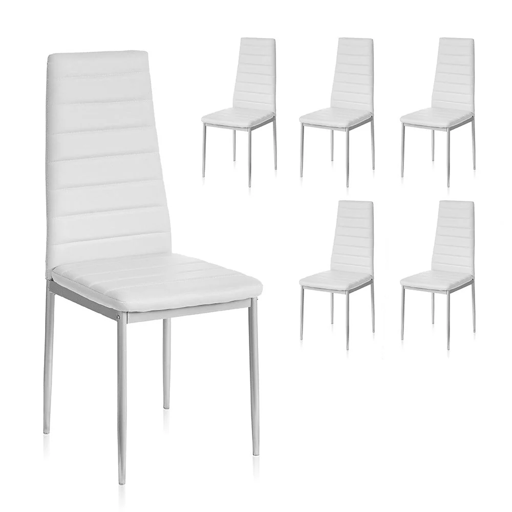 Set 6 Sedie 41x41x96 cm Similpelle da Interno Bianche