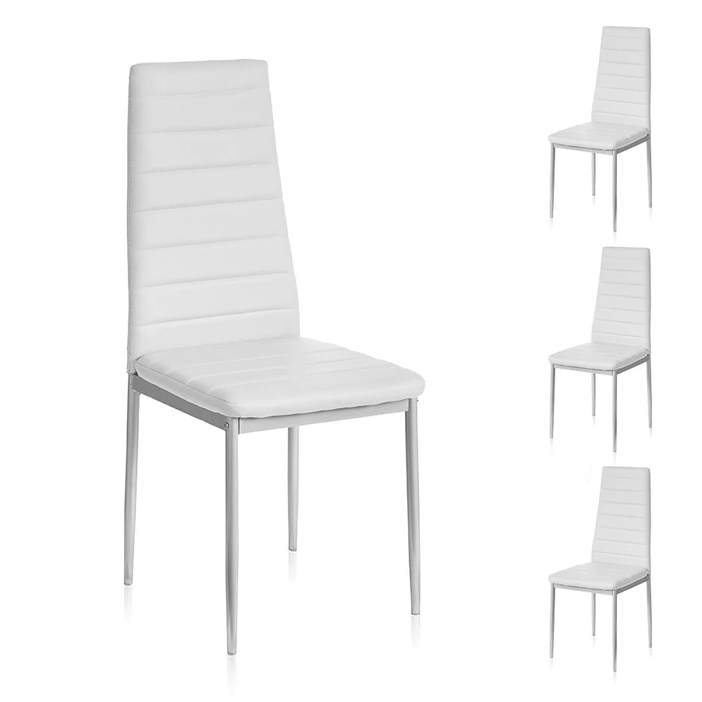 Set 4 Sedie 41x41x96 cm Similpelle da Interno Bianche