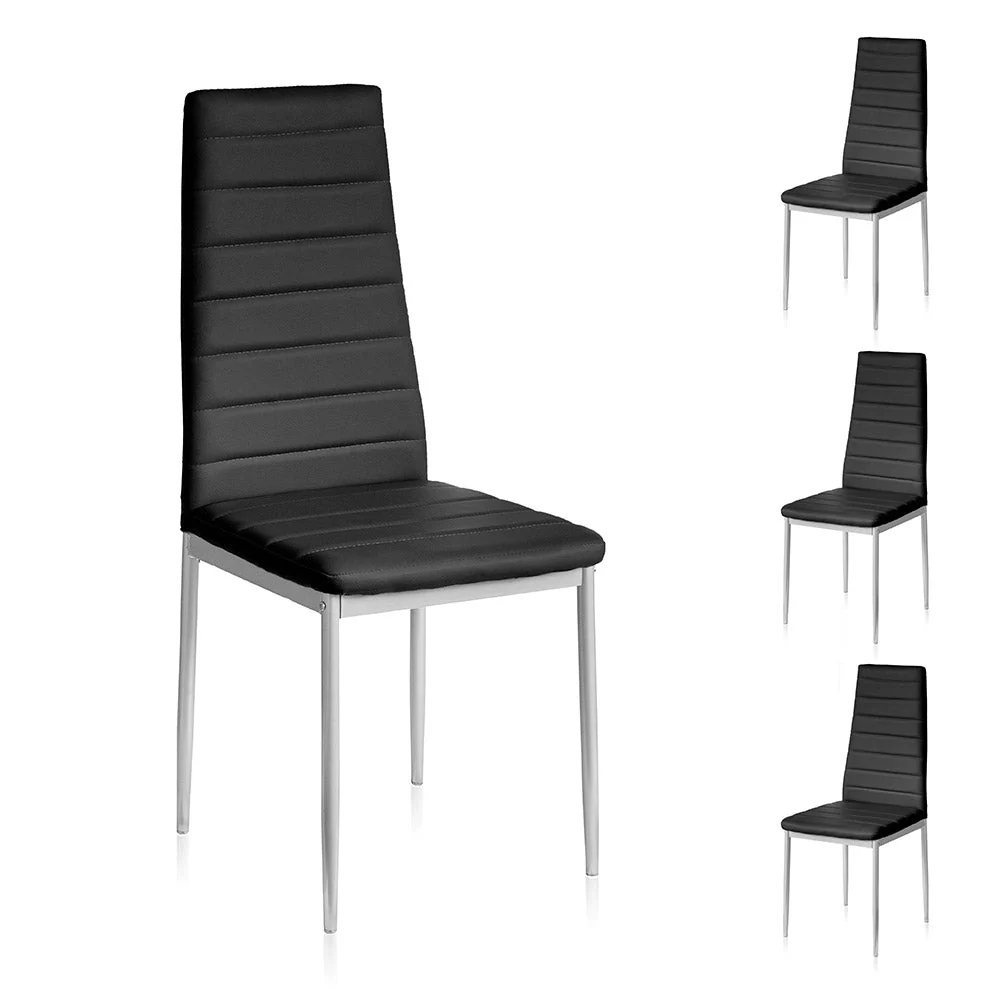 Set 4 Sedie 41x41x96 cm Similpelle da Interno Nere