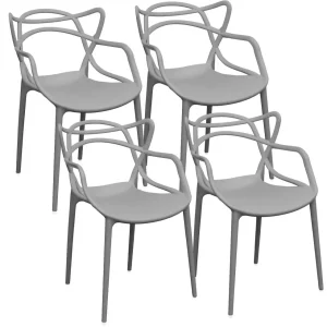 Set 4 Sedie 55x54x82 cm Polipropilene Sveva Grigie