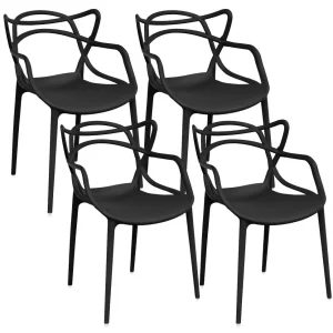 Set 4 Sedie 55x54x82 cm Polipropilene Sveva Nere