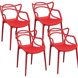 Set 4 Sedie 55x54x82 cm Polipropilene Sveva Rosse