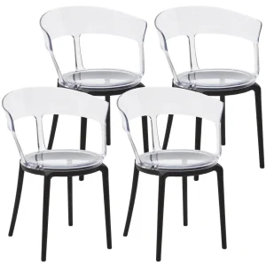 Set 4 Sedie 55x75x52 cm Polipropilene Trasparente