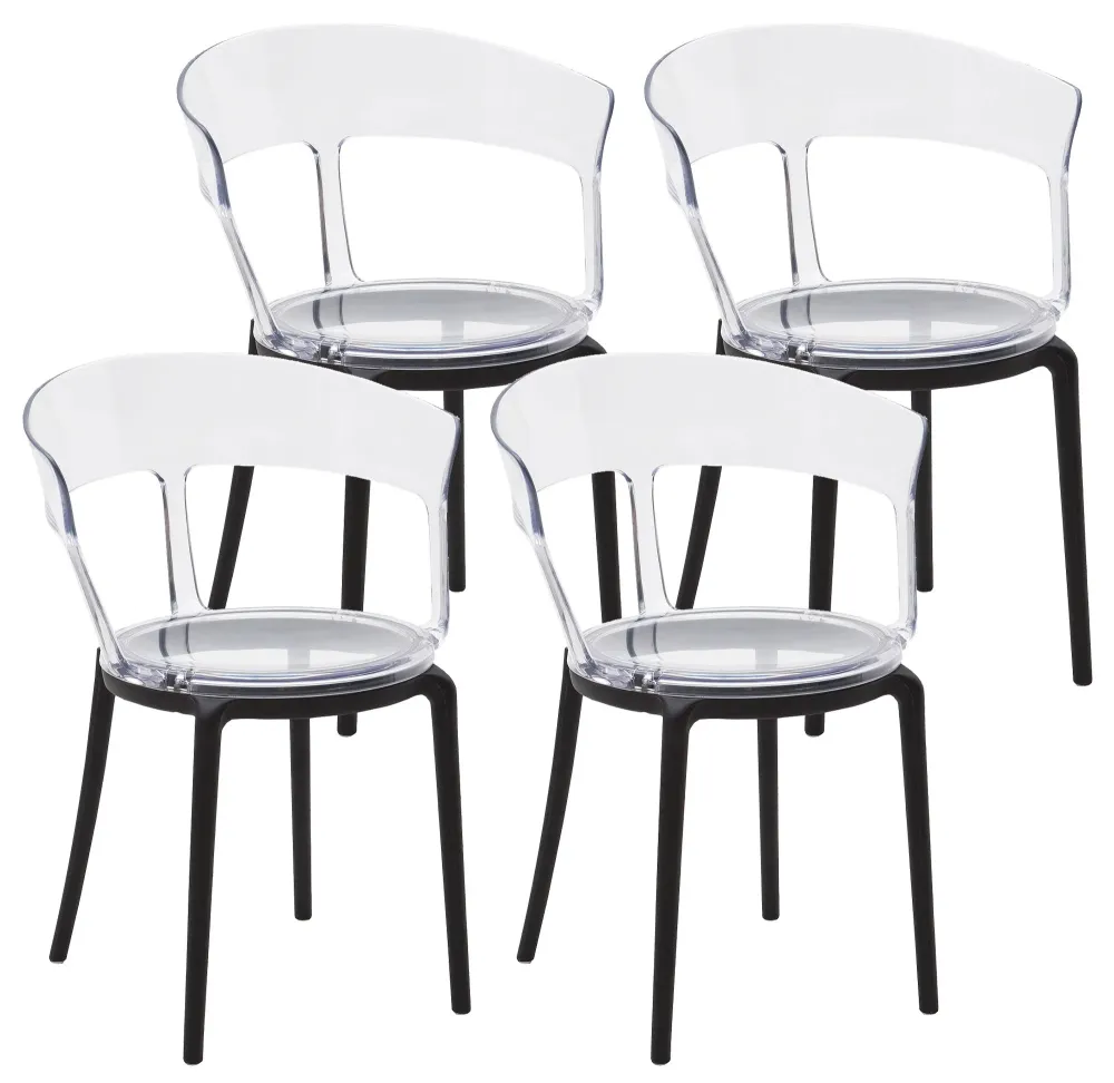 Set 4 Sedie 55x75x52 cm Polipropilene Trasparente