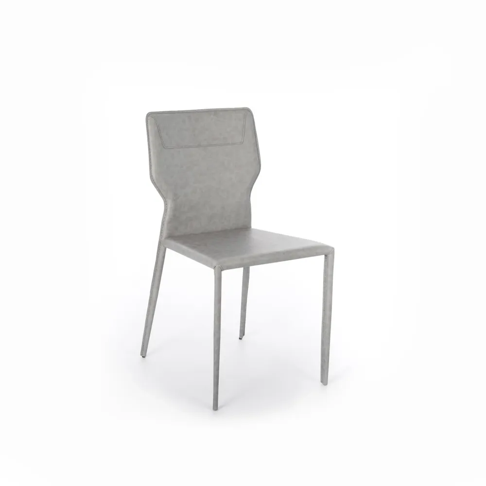 Set 2 Sedie 56x44xH86,5 cm Similcuoio e Metallo Kim Grigio chiaro