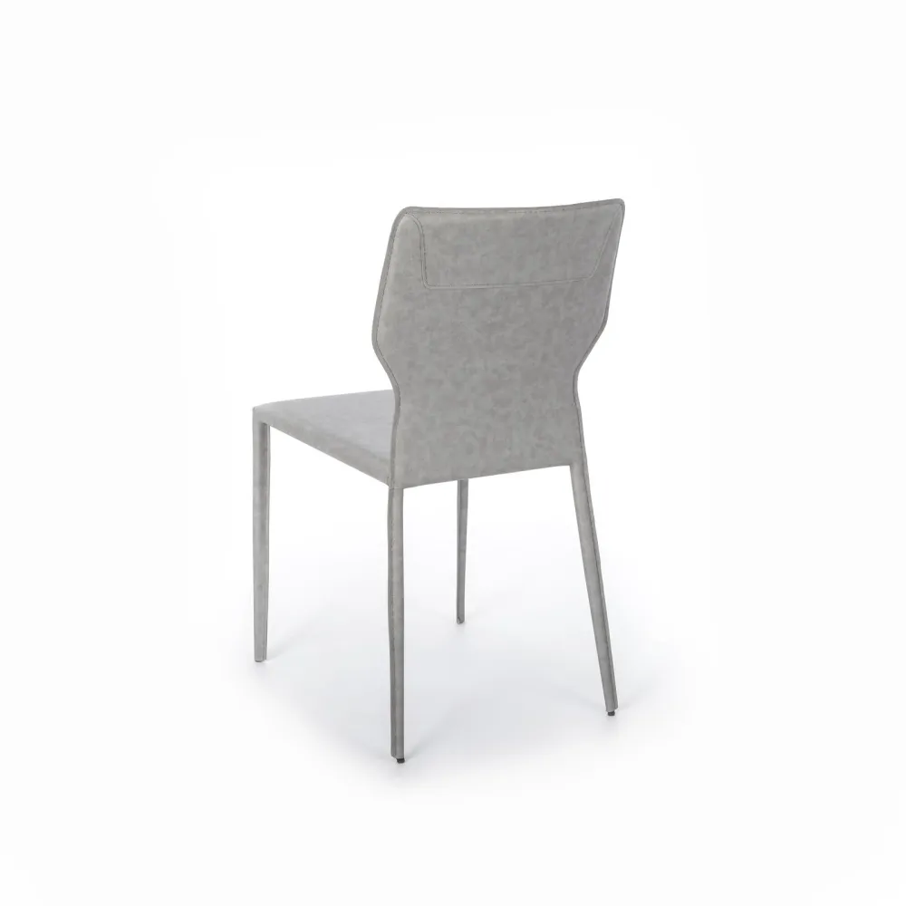 Set 2 Sedie 56x44xH86,5 cm Similcuoio e Metallo Kim Grigio chiaro