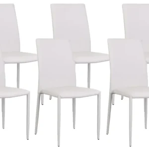 Set 6 Sedie 90x46x44 cm Similpelle da Interno Grigio Chiaro
