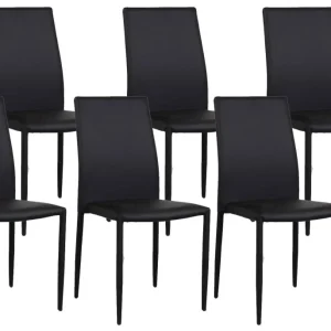 Set 6 Sedie 90x46x44 cm Similpelle da Interno Nero