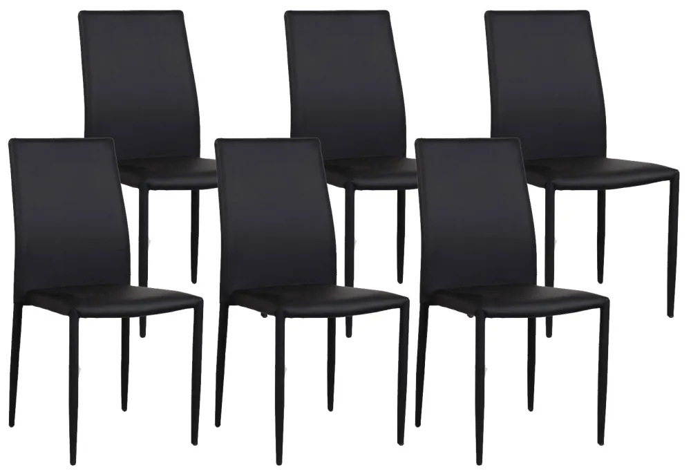 Set 6 Sedie 90x46x44 cm Similpelle da Interno Nero