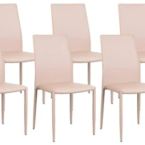 Set 6 Sedie 90x46x44 cm Similpelle da Interno Tortora