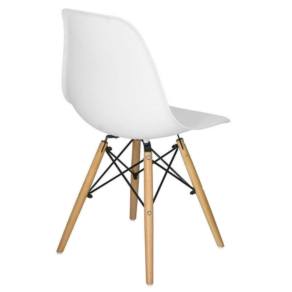 Set 4 Sedie con Stuttura Legno e Seduta Resina Luka Bianche