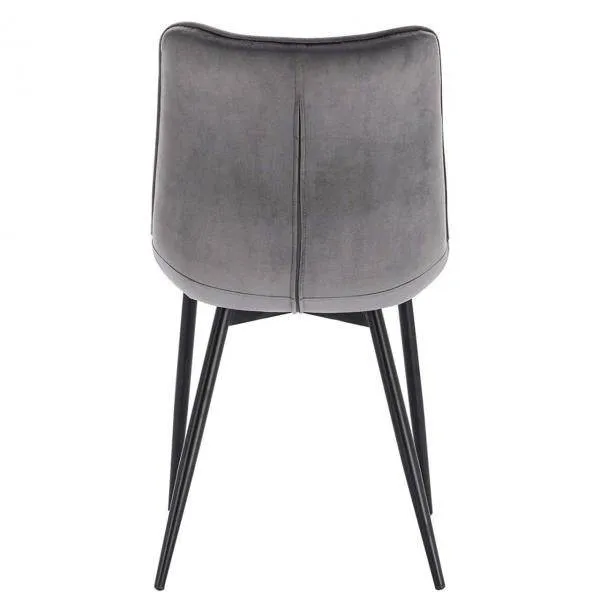 Set di 2 sedie da cucina con schienale velluto e gambe metallo Elif grigio chiaro