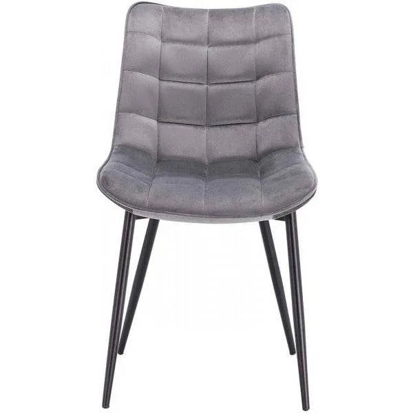 Set di 4 sedie da cucina con schienale velluto e gambe metallo Elif grigio chiaro