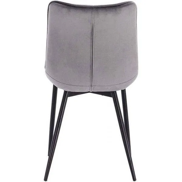 Set di 4 sedie da cucina con schienale velluto e gambe metallo Elif grigio chiaro