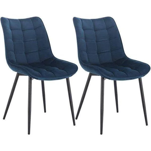 Set 2 sedie da cucina con schienale velluto gambe metallo Elif blu