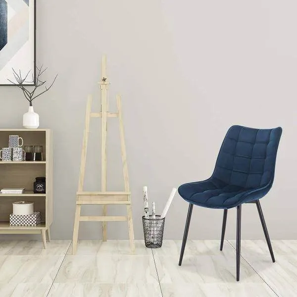 Set 2 sedie da cucina con schienale velluto gambe metallo Elif blu