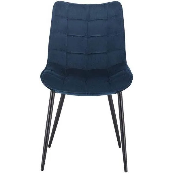 Set 2 sedie da cucina con schienale velluto gambe metallo Elif blu